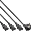 Kabel Y InLine 1x CEE 7/7 / 3x 3-pin IEC C13 męski, czarny, 3 m