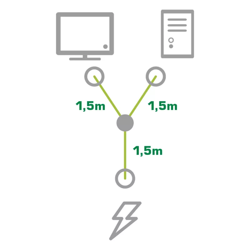 InLine kabel rozgałęźny zasilania Y typ F niemiecki 1x IEC-C14 na 2x IEC-C13 3m