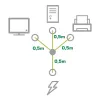Y-power kabel 1x CEE 7/7 / 3x 3pin IEC C13 male InLine 16657G Czarny 1m