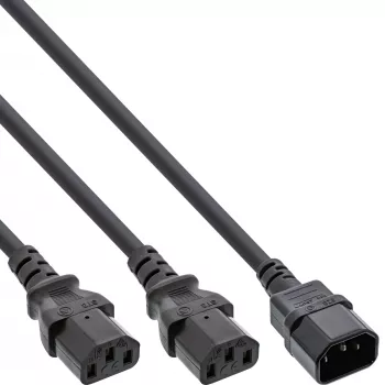 InLine kabel zasilający typu Y, wtyczka niemiecka typu F, 1x IEC-C14 na 2x IEC-C13, 5 m