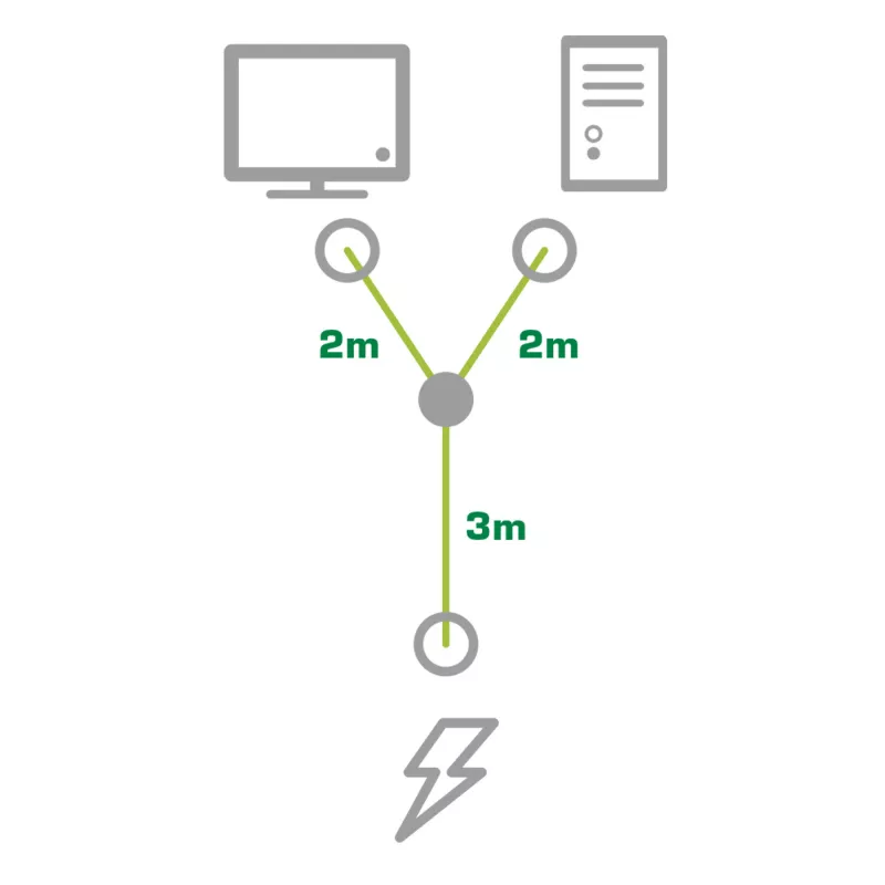 InLine kabel zasilający typu Y, wtyczka niemiecka typu F, 1x IEC-C14 na 2x IEC-C13, 5 m
