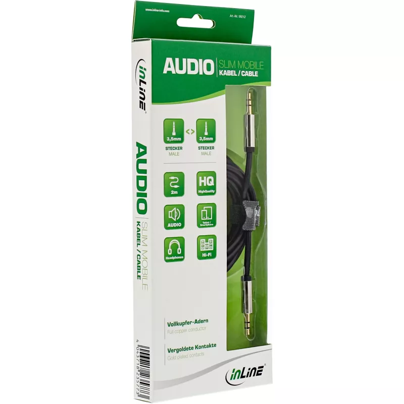 InLine cienki Audio kabel 3.5mm męski / męski, Stereo, 2m