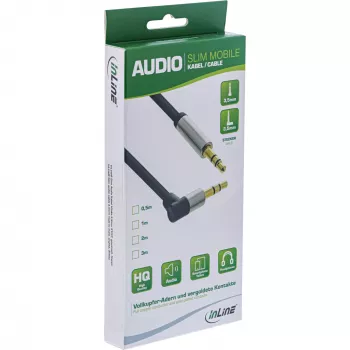 InLine cienki Audio kabel 3.5mm male / male kątowy Stereo 3m