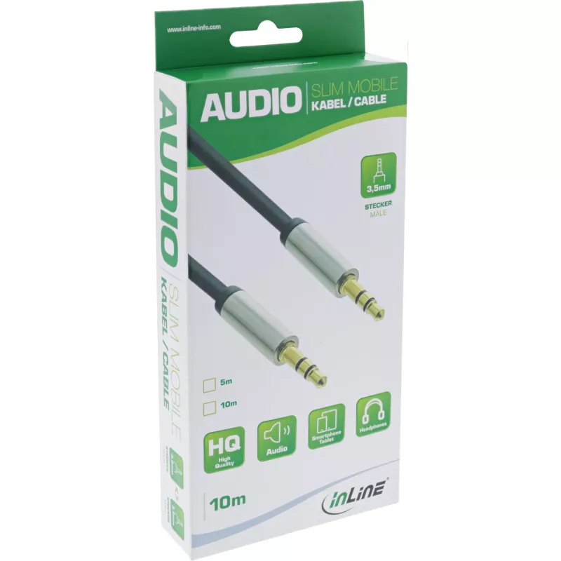 InLine cienki Audio kabel 3.5mm męski / męski, Stereo, 5m