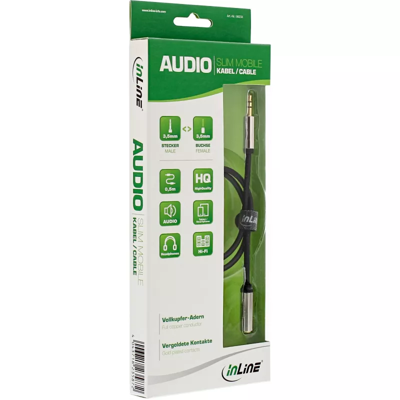 InLine cienki Kabel audio 3,5 mm męski/żeński stereo 10 m
