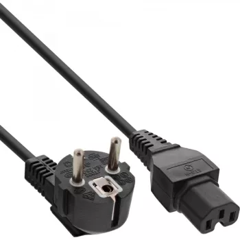 Kabel zasilający InLine, CEE7/7 kątowy do C15 prosty, 3 x 1mm², czarny, 5m