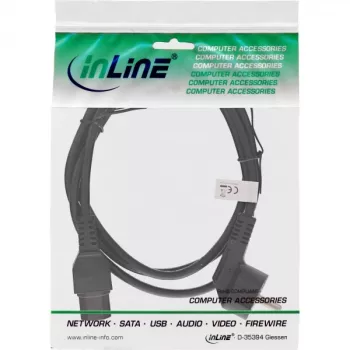 Kabel zasilający InLine, CEE7/7 kątowy do C15 prosty, 3 x 1mm², czarny, 5m