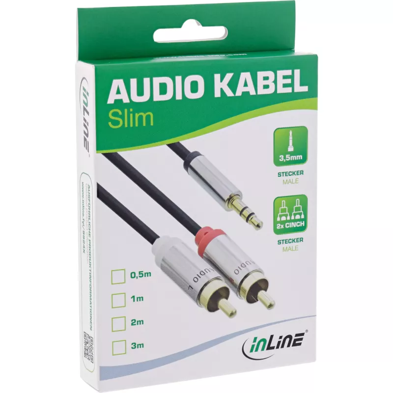 Kabel audio 3,5 mm męski / 2x RCA męski 3 m InLine 99243