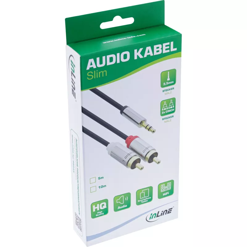 Kabel audio 3,5 mm męski / 2x RCA męski 5 m InLine 99245