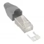 Wtyk zaciskowy InLine RJ45 8P8C ekranowany z nawlekaczem i ochroną przed zgięciem szary