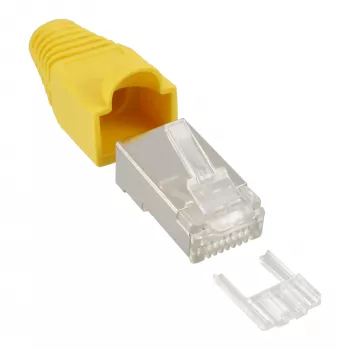 InLine Crimp Connector RJ45 8P8C shielded w. threader+bend protection, żółty
