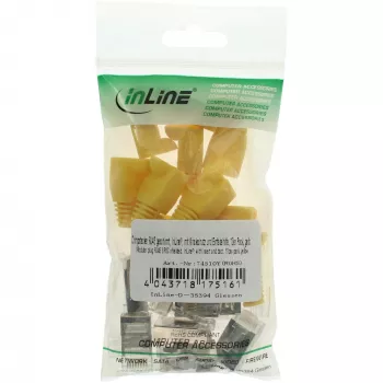 InLine Crimp Connector RJ45 8P8C shielded w. threader+bend protection, żółty