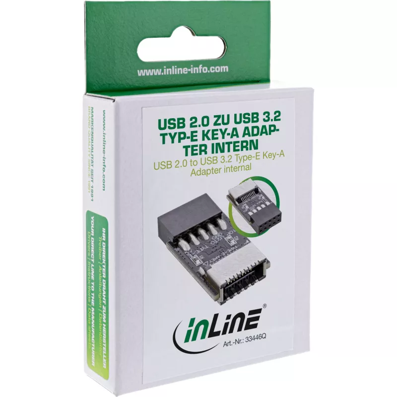 Wewnętrzny adapter InLine USB 2.0 na USB 3.2 Type-E Key-A