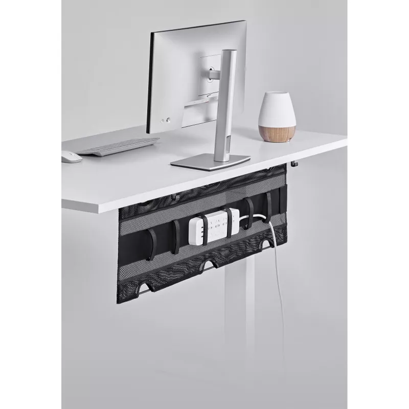 Siatka magazynująca InLine do montażu pod stołem z paskami na rzepy, czarna, maks. szerokość urządzenia 30 cm, 310×910×15 mm