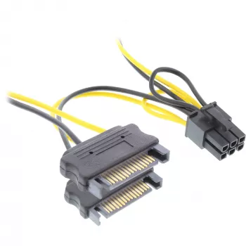 Zasilacz InLine 2x SATA / 6-pin do karty graficznej PCIe 26628B