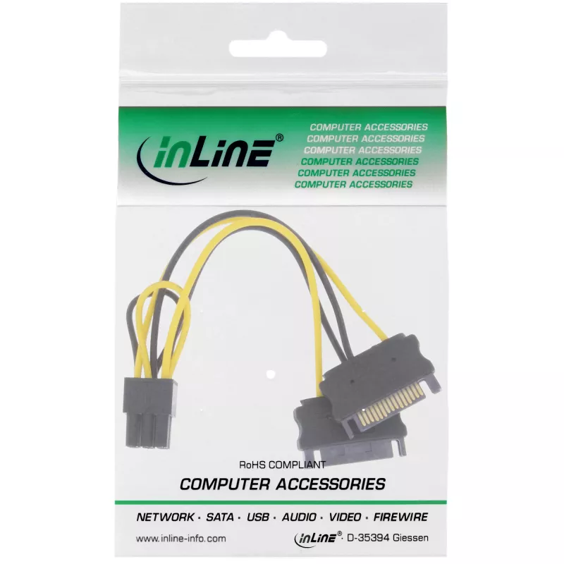 Zasilacz InLine 2x SATA / 6-pin do karty graficznej PCIe 26628B