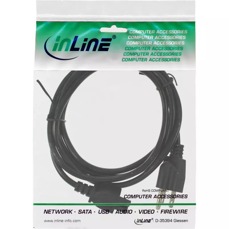 Kabel zasilający InLine USA/Kanada do notebooka czarny 2m
