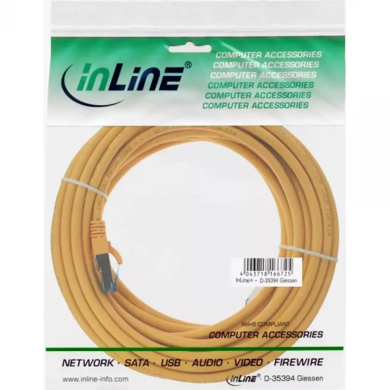 InLine Patch kabel S/FTP PiMF Cat.6A bezhalogenowy 500MHz żółty 7,5m