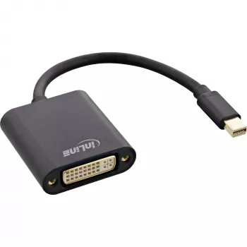 Adapter InLine Mini DisplayPort męski / DVI-D 24+1 żeński Aluminium czarny, 0,15m
