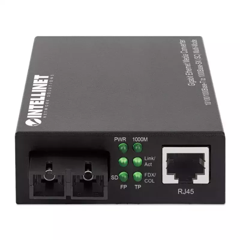 Intellinet Konwerter mediów Gigabit Ethernet 10/100/1000Base-T na 1000Base-SX (SC) wielomodowy, 550 m, Autonegocjacja