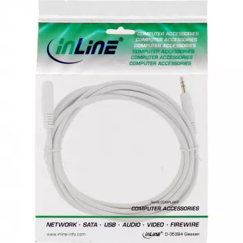 Kabel audio InLine, 3,5 mm M/Ż, stereo, biały/złoty 10 m