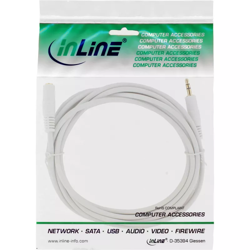 Kabel audio InLine, 3,5 mm M/Ż, stereo, biały/złoty 10 m