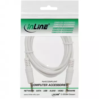 Kabel audio InLine 3,5 mm stereo męski/męski, biało-złoty, 1,5 m