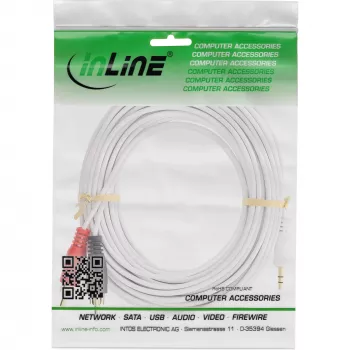 InLine Kabel audio 2x RCA męski / 3,5 mm męski stereo biały/złoty 5 m
