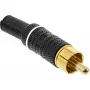 Wtyk RCA męski do lutowania InLine, biały pierścień, metalowy, czarny, na kabel 6 mm