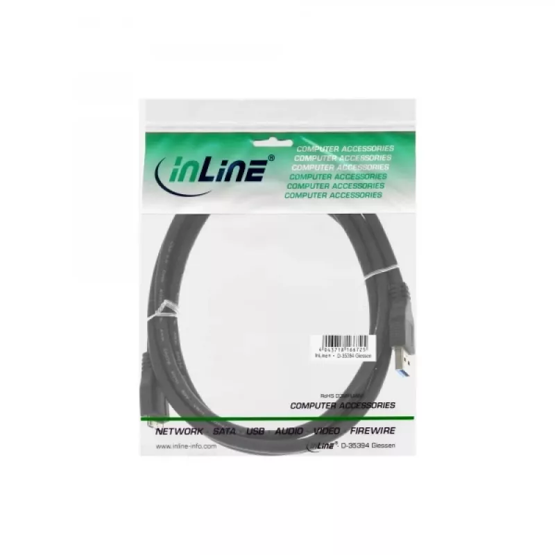 Kabel InLine USB 3.2 Gen.1 Typ A męski / Micro B męski, czarny, 3 m