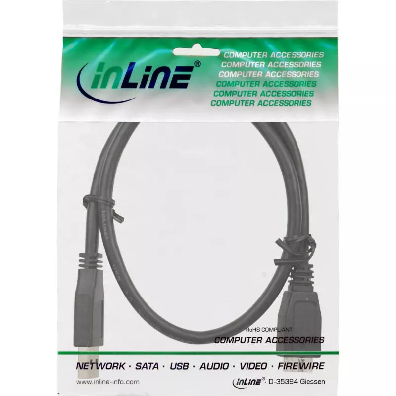 Kabel InLine USB 3.2 Gen.1 Typ A męski / Micro B męski, czarny, 0,5 m
