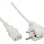 Kabel zasilający InLine, CEE 7/7 kątowy / 3-pin IEC C13 męski, biały, 5m