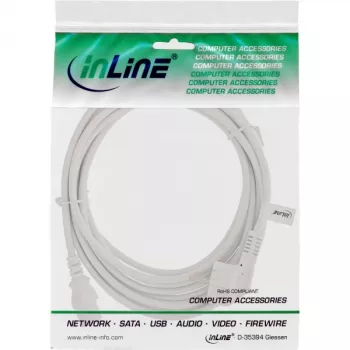 Kabel zasilający InLine, CEE 7/7 kątowy / 3-pin IEC C13 męski, biały, 5m
