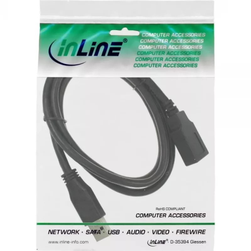 Kabel InLine USB 3.2 Gen.1 Typ A męski / Typ B żeński, czarny, 1,5 m