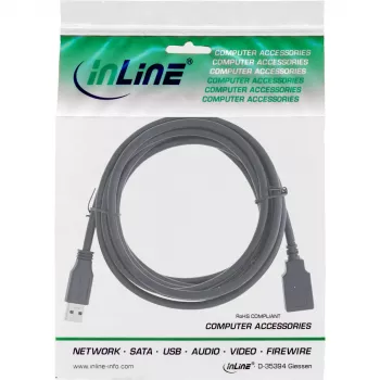 Kabel InLine USB 3.2 Gen.1 Typ A męski / Typ A żeński, czarny, 0.5m