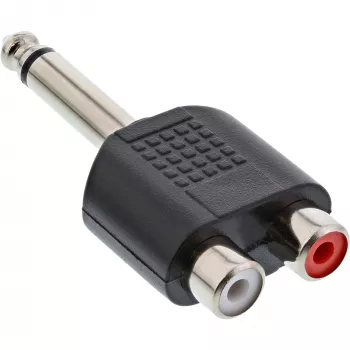 Adapter audio InLine, wtyk jack 6,3 mm mono / 2x gniazdo RCA
