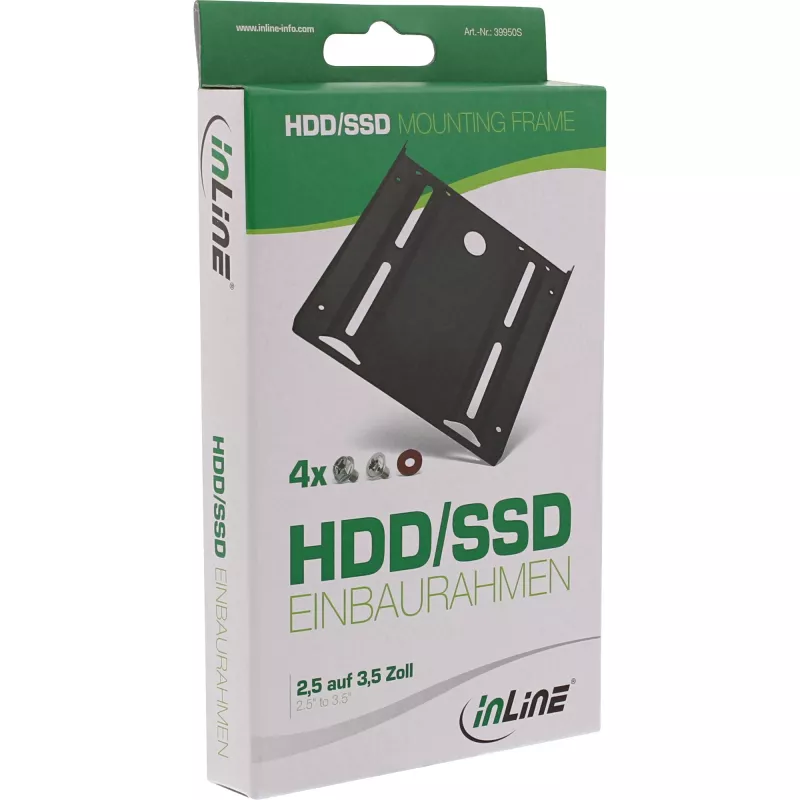 Ramka montażowa InLine HDD/SSD, 2,5 cala na 3,5 cala, ze śrubami, czarna