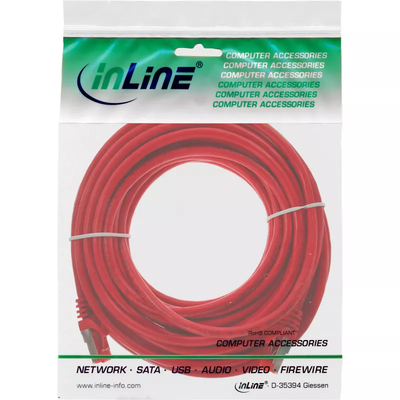 InLine Patch kabel S/FTP PiMF Cat.6 250MHz PVC miedź czerwony 50m
