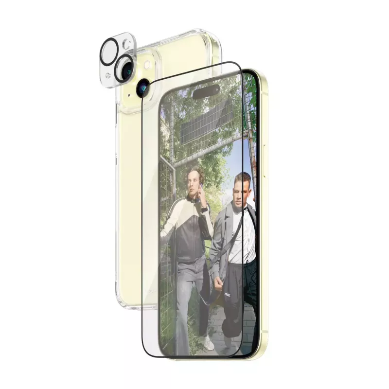 PanzerGlass 3-w-1 Zestaw iPhone 15 Plus Odporne na wstrząsy szkło hartowane