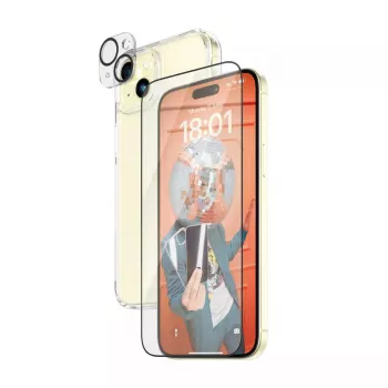 PanzerGlass 3-w-1 Zestaw iPhone 15 Plus Odporne na wstrząsy szkło hartowane