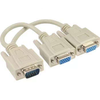 Kabel VGA Y InLine HD15 męski / 2x HD15 żeński 0,2 m