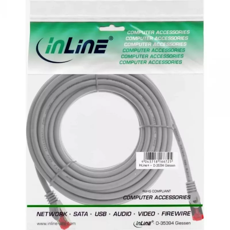 InLine Patch kabel S/FTP PiMF Cat.6 250MHz miedziany bezhalogenowy szary 7.5m