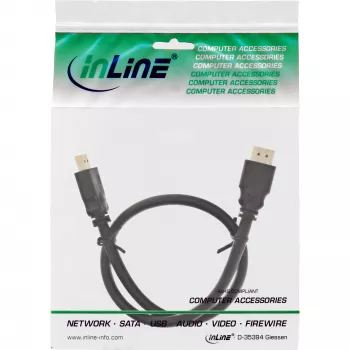 Kabel InLine HDMI, High Speed HDMI kabel, M/M, czarny, złote styki, 1m