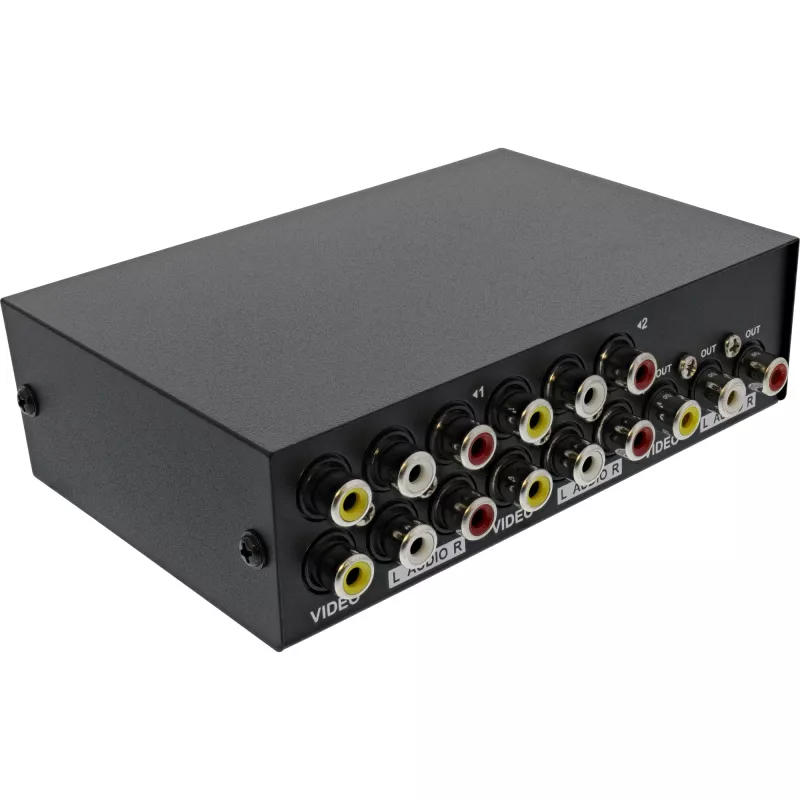 InLine przełącznik AV manualny 4-portowy 3x RCA IN/OUT Composite Czarny