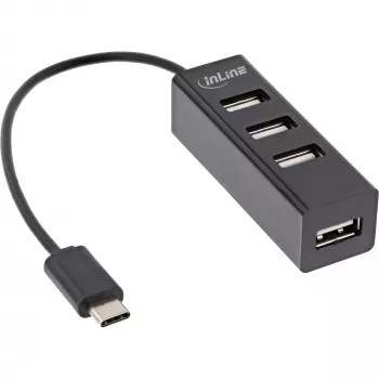 InLine USB 2.0 4-Port Hub, wtyk USB-C męski na 4x USB-A żeński, kabel 15cm