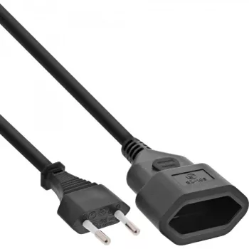 Przedłużacz InLine Euro Type C Plug Power męski / żeński, czarny, 5m