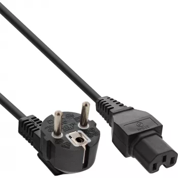 Kabel zasilający InLine, kątowy CEE7/7 na prosty C15, 3 x 1mm², czarny, 1,8m