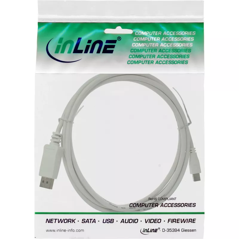 Kabel InLine Mini DisplayPort na DisplayPort biały 1m