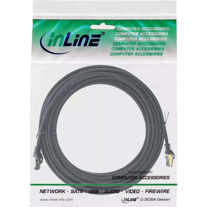 InLine Patch kabel S/FTP PiMF Cat.8.1 bezhalogenowy 2000MHz czarny, 10m