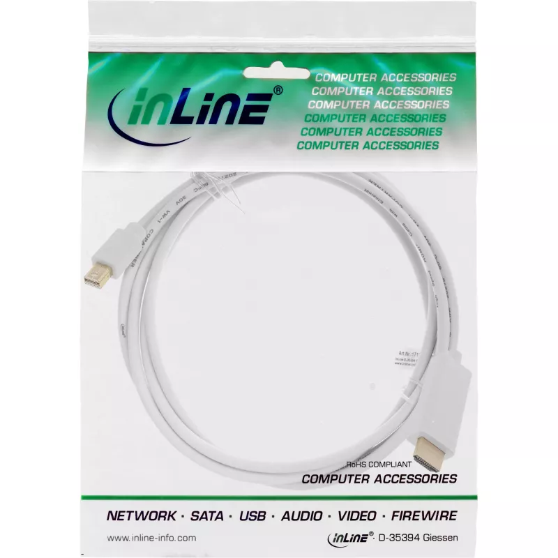 Kabel konwertera InLine Mini DisplayPort na HDMI 4K2K z dźwiękiem 2 m